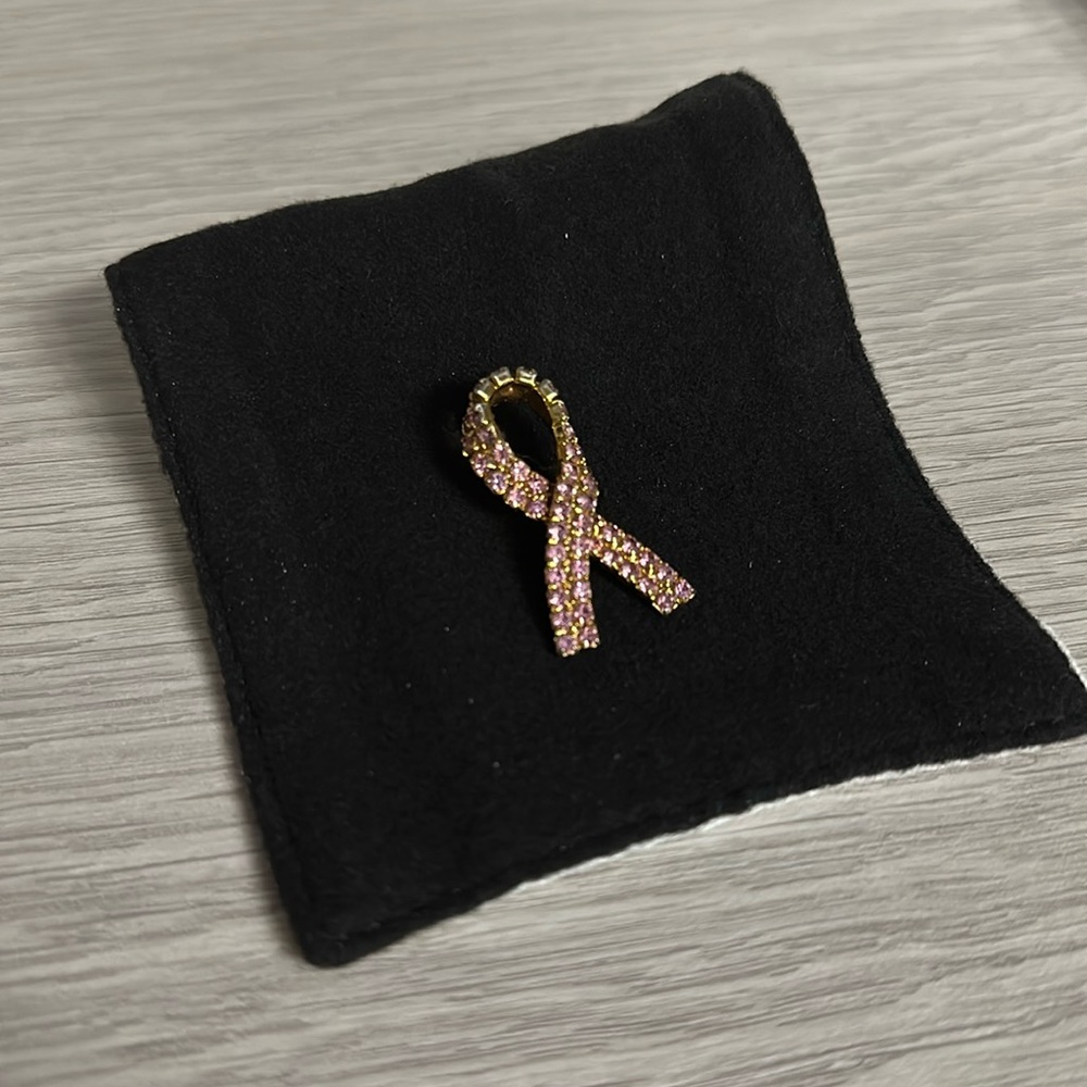 Breast Cancer Awareness Pin, Pink Crystal